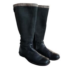 UGG Womens Smithfield 5746 Tall Leather Riding Boots Black Wool Lined Size 10